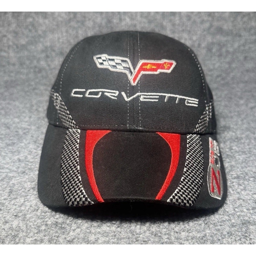Chevy Corvette Embroidered Black Baseball Cap Hat Adult Corvette Brand Strapback